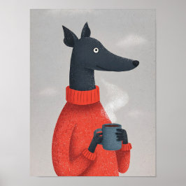 Gemütliches Windhund-Hundeposter – Anthropomorphe Poster