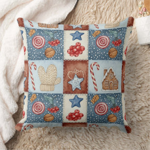 Gemütliches Winter-Patchwork-Weihnachten Kissen