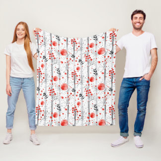 Gemütliches Winter-Rot- und Grün-Cottage-Design Fleecedecke