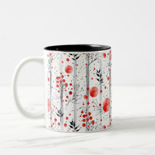Gemütliches Winter-Rot- und Grün-Landhaus-Design Zweifarbige Tasse