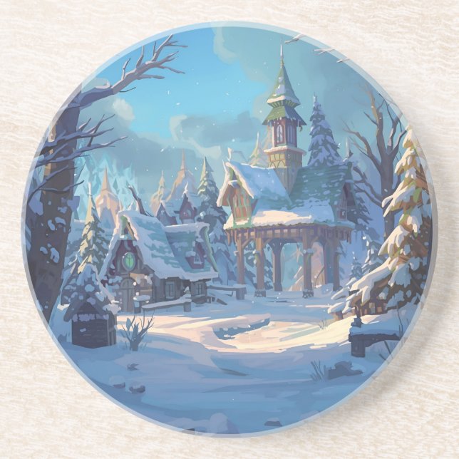 Gemütliches Winter-Schnee-Design Getränkeuntersetzer (Vorne)