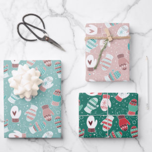 Gemütliches Winter Weihnachten Mittens Pattern Set Geschenkpapier Set