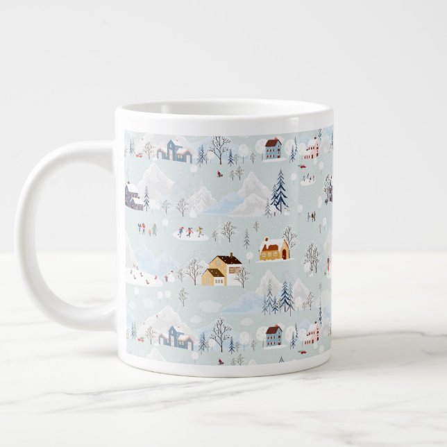 Gemütliches Winter Wonderland Ice Skaten Village M Jumbo-Tasse (Links)