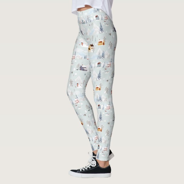 Gemütliches Winter Wonderland Ice Skaten Village M Leggings (Links)