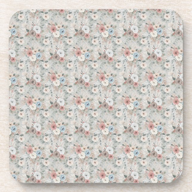 Gemütliches Winterblumenmuster Getränkeuntersetzer (Vorderseite)