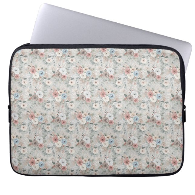 Gemütliches Winterblumenmuster Laptopschutzhülle (Vorderseite)