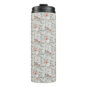 Gemütliches Winterblumenmuster Thermosbecher
