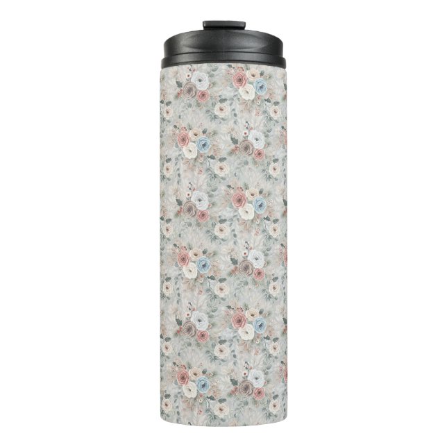Gemütliches Winterblumenmuster Thermosbecher (Vorderseite)