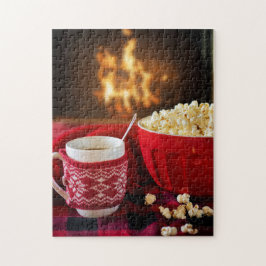 Gemütliches Wintercoa & Popcorn im gemütlichen Kam Puzzle