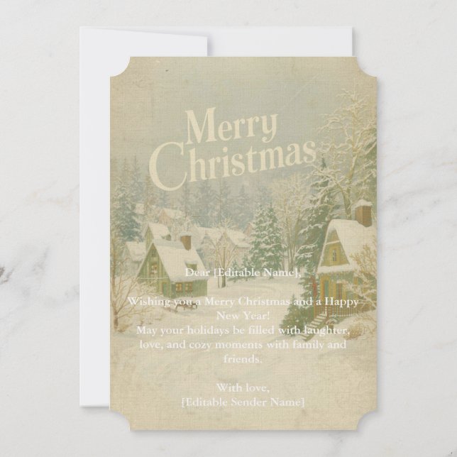 Gemütliches Winterdorf Frohe Weihnachtskarte - 12x Einladung (Rückseite)
