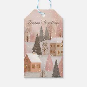 Gemütliches Winterdorf Rosa Weihnachten Geschenkanhänger