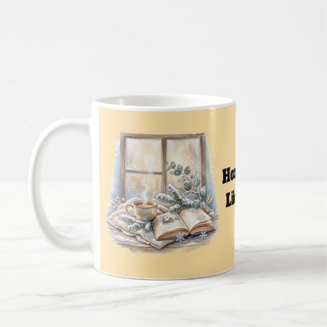 Gemütliches Winterfenster-Aquarell  Kaffeetasse (Links)
