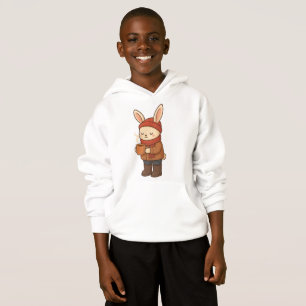 Gemütliches Winterkaninchen trinkt heiße Schokolad Hoodie