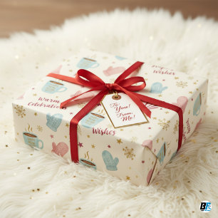Gemütliches Wintermug-Muff-Muster "Frohes Neues Ja Geschenkpapier Set