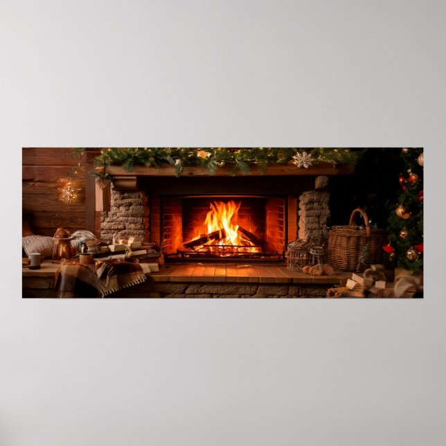 Gemütliches Zuhause-Fireplace-Szenario Poster (Vorne)