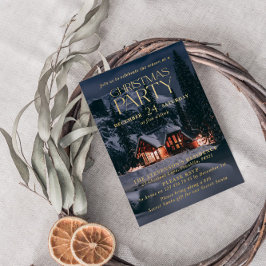 Gemütliches Zuhause Foto Weihnachts-Party Einladun Folien Feiertagskarte