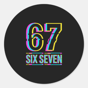 Gen Alpha Six Seven 6 7 Meme  Runder Aufkleber