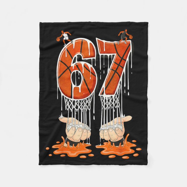 Gen Alpha Slang Kids 67 Basketball Ice Cream Drip  Fleecedecke (Vorderseite)