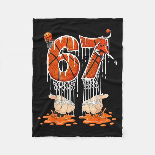 Gen Alpha Slang Kids 67 Basketball Ice Cream Drip  Fleecedecke (Vorderseite)