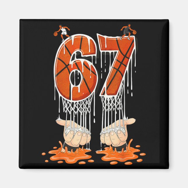 Gen Alpha Slang Kids 67 Basketball Ice Cream Drip  Magnet (Vorne)