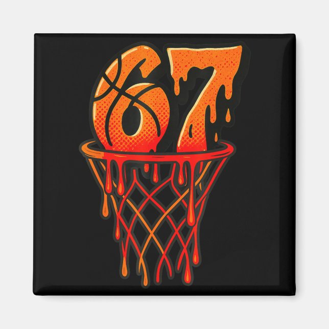 Gen Alpha Slang Kids 67 Basketball Ice Cream Drip  Magnet (Vorne)
