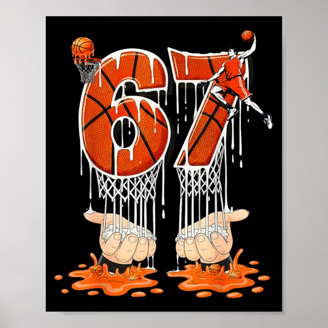 Gen Alpha Slang Kids 67 Basketball Ice Cream Drip  Poster (Vorne)