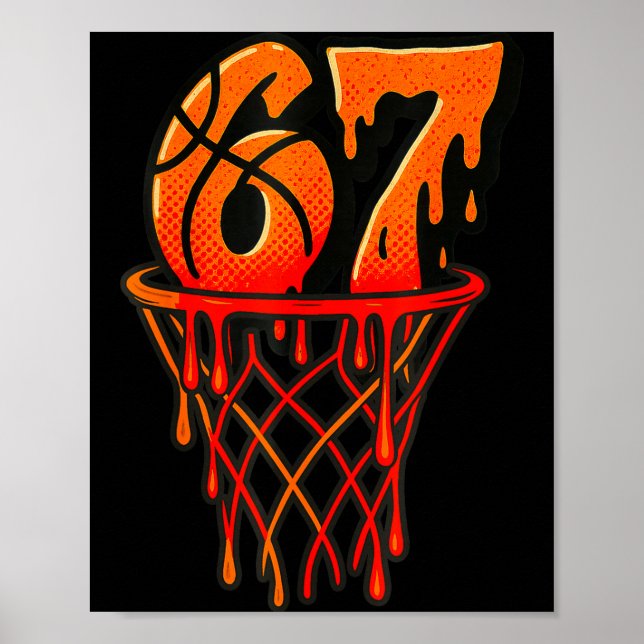 Gen Alpha Slang Kids 67 Basketball Ice Cream Drip  Poster (Vorne)