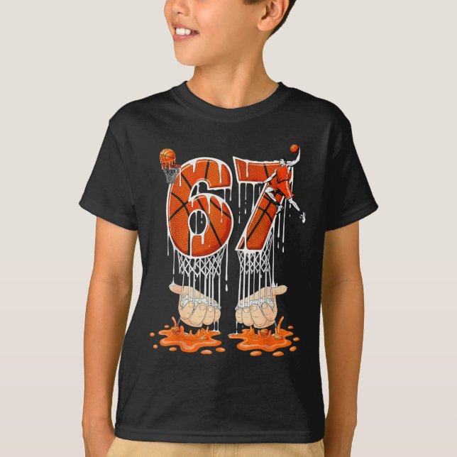 Gen Alpha Slang Kids 67 Basketball Ice Cream Drip  T-Shirt (Vorderseite)