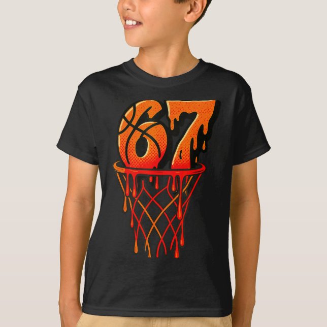 Gen Alpha Slang Kids 67 Basketball Ice Cream Drip  T-Shirt (Vorderseite)