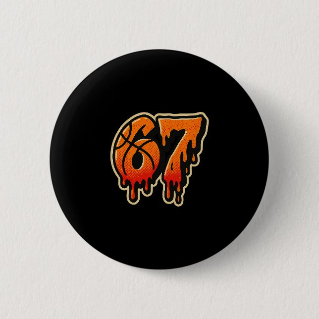 Gen Alpha Slang Kids 67 Sketll Eiscreme-Drip Six  Button (Vorderseite)