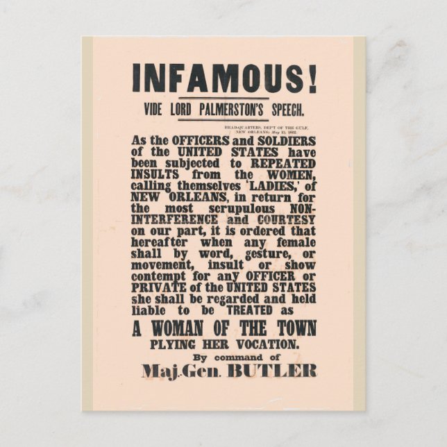 gen Butler New Orleans, Ziviler Krieg Postkarte (Vorderseite)