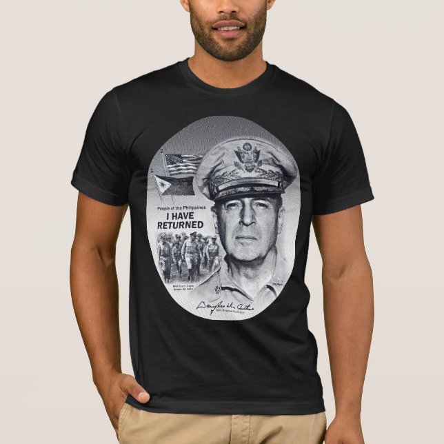 Gen. MacArthur I sind zurückgekommen (dunkelblauer T-Shirt (Vorderseite)