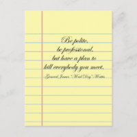 Gen. "Mad Dog" Mattis "Be Polie" Quote Post Card