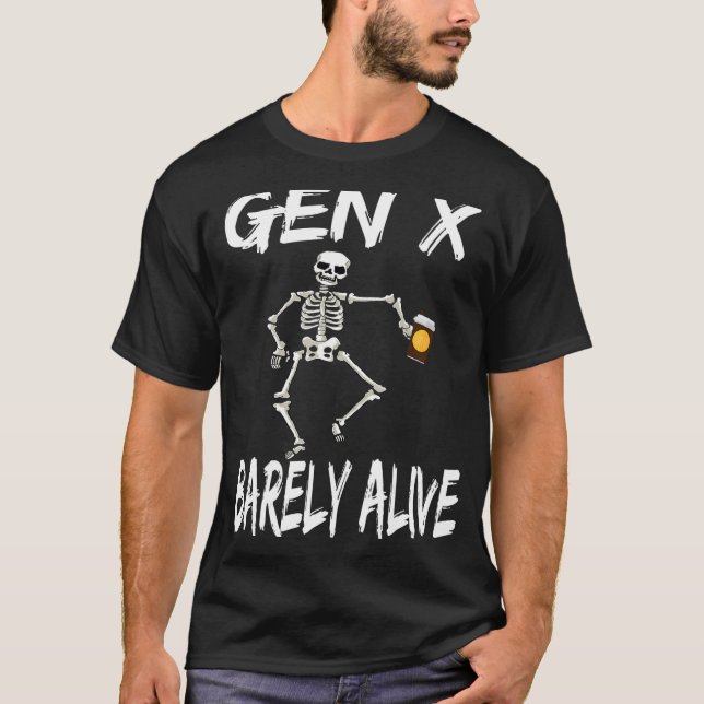 Gen X Barelive Alive Halloween Skeleton-Kaffee T-Shirt (Vorderseite)