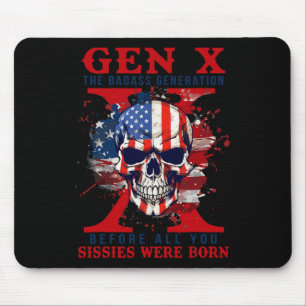 Gen X Die Generation X 4. Juli Totenkopf Amerikani Mousepad