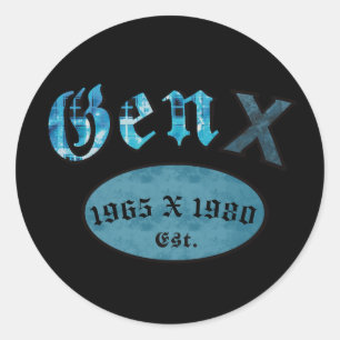 Gen X Est. (1965 x 1980) Runder Aufkleber