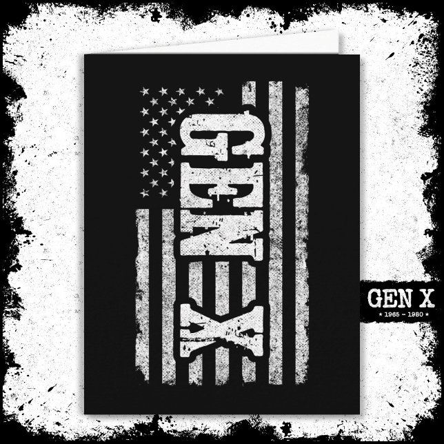 Gen X Gen Xer Generation X American Flag Gen X Karte (Von Creator hochgeladen)
