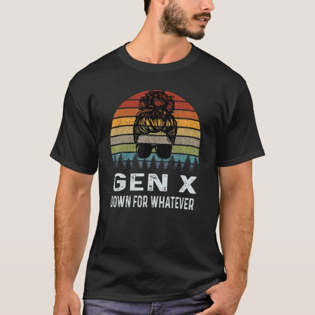 Gen X nach unten für jede Retro-Generation T-Shirt (Vorderseite)