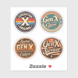 Gen X Retro-Aufkleber-Set – Vintage Generation X  Aufkleber