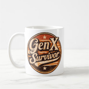 Gen X Überlebender Vintage Retro Abzeichen Kaffeetasse