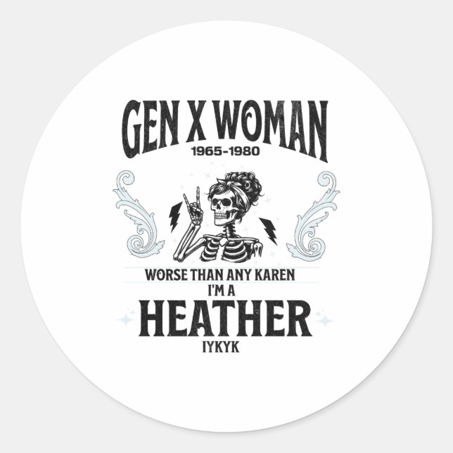 Gen X Woman Funny  Runder Aufkleber (Vorderseite)