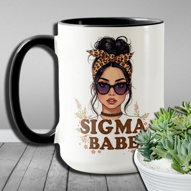 Gen Z Vibes Sigma Babe GenZ Leopard Messy Bun Tasse (Von Creator hochgeladen)