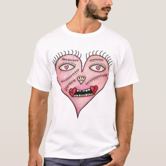 Genähter Herzschädel T-Shirt
