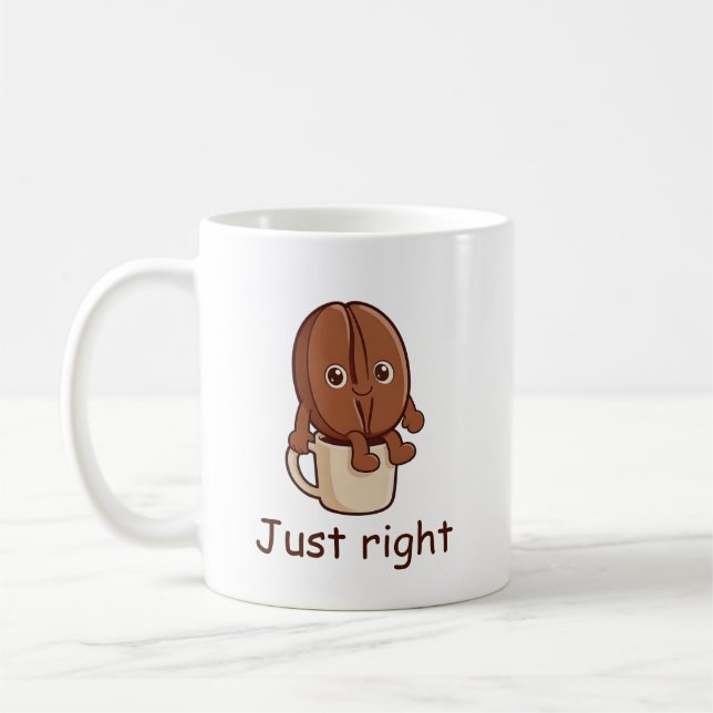 Genau richtig süße Kaffeebohnenfigur Kaffeetasse (Links)