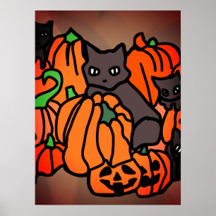 Genau Spuk: Katzen und Kürbis zu Halloween Poster