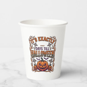 Genau Tage bis Halloween Kürbislaterne Fledermäuse Pappbecher