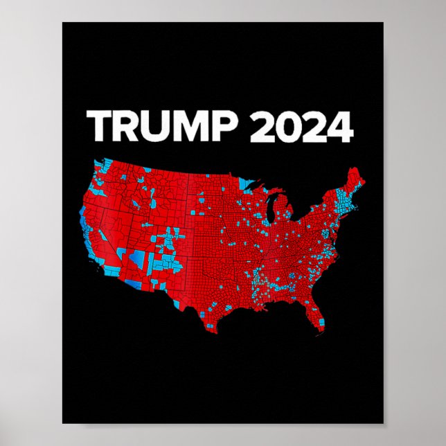 Genaue Karte der Wahlergebnisse 2024 Trump Mega Poster (Vorne)