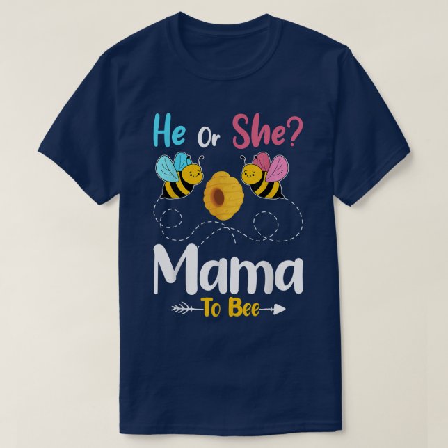 Gender-Enthüllung, dass er oder sie Mama Baby Anno T-Shirt (Design vorne)