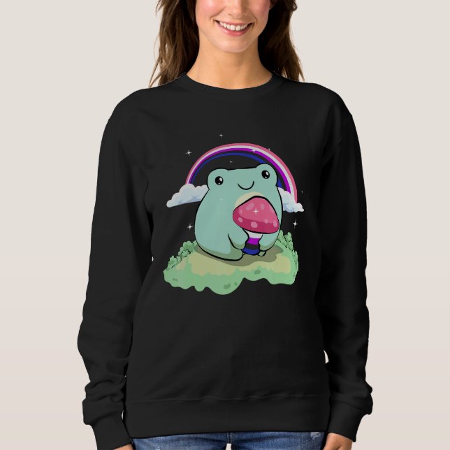 Gender Fluid Pride Flag Cute Frog Mushroom Subtle  Sweatshirt (Vorderseite)