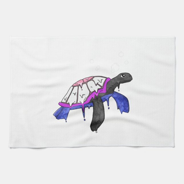 Gender Fluid Pride Flag Sea Turtle Subtle LGBTQ Geschirrtuch (Horizontal)